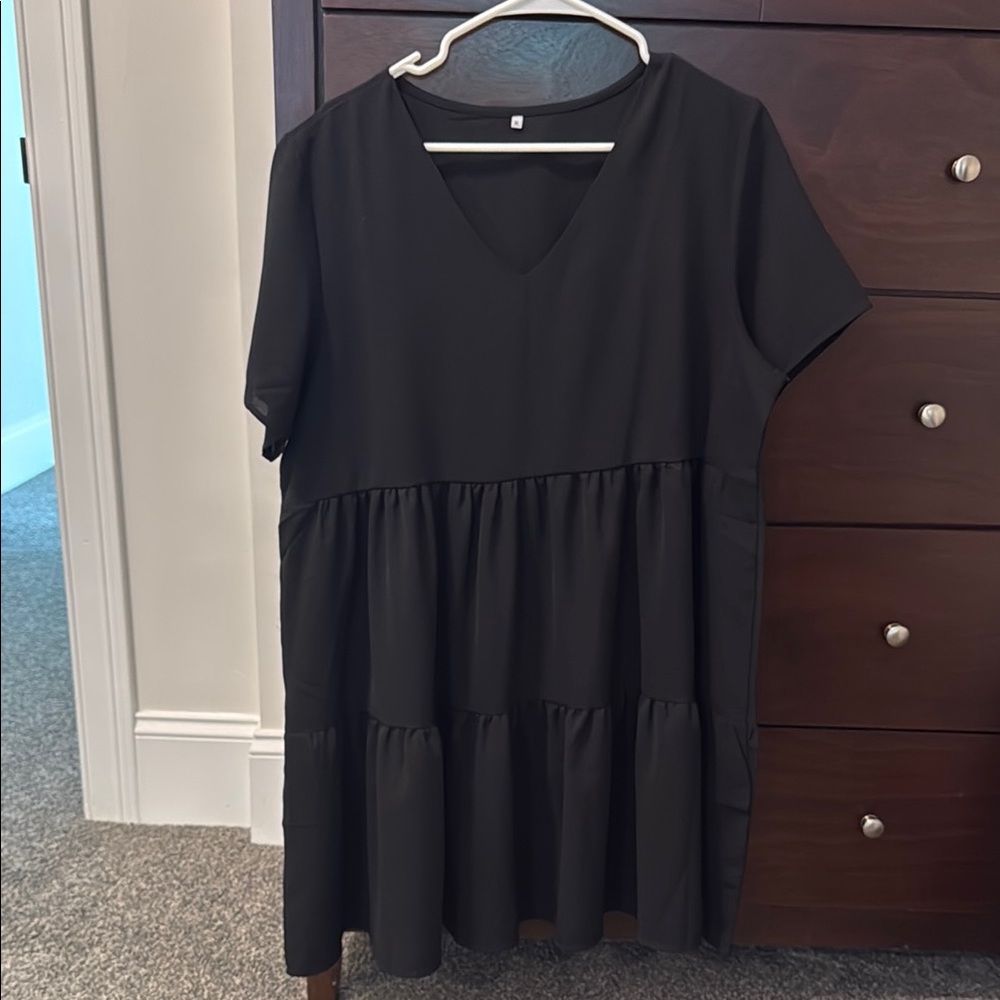 Black Tiered V-Neck Mini Sundress